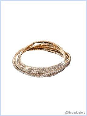 10pc Rhinestone Stretch Tennis Bracelet Set Stackable Elastic Party Jewelry